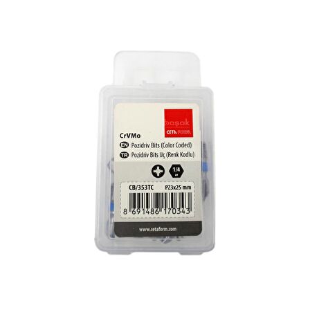 Ceta Form PZ  3 x 25 mm Yıldız Bits Uç Renk Kodlu CB/353TC